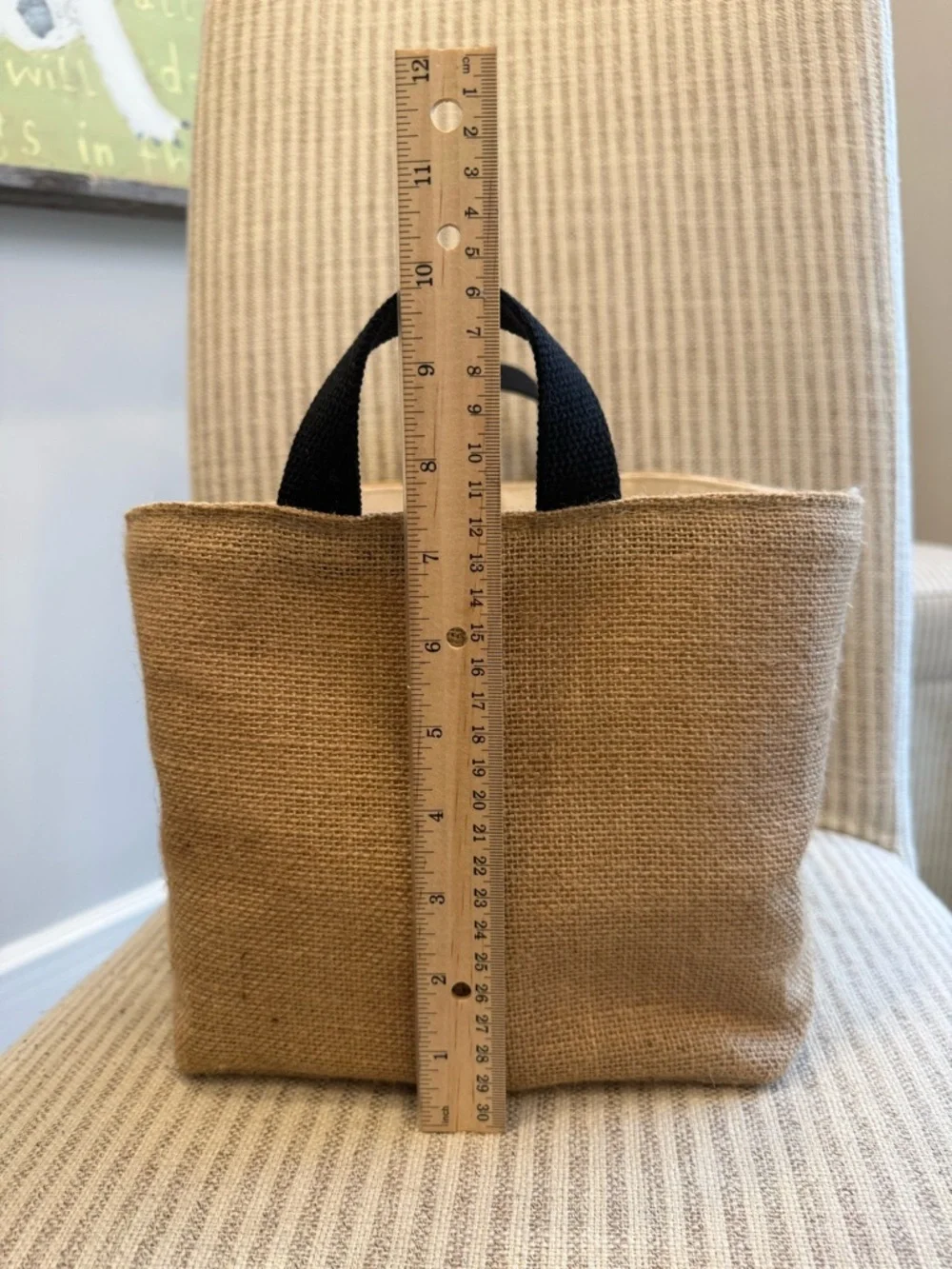 Canvas Mail Storage Basket with Handles - Natural and Black - Picture 9 of 10